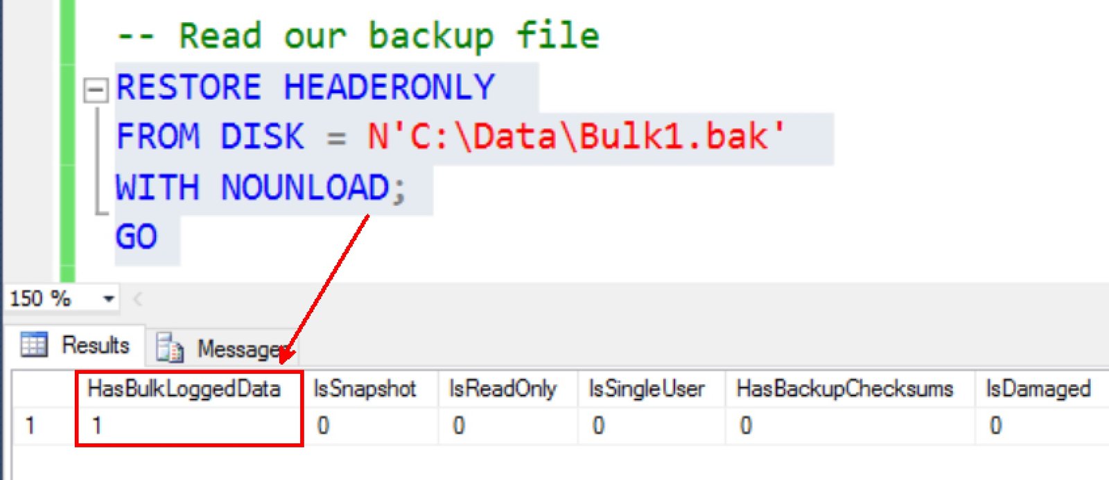 Tool window displaying result set.