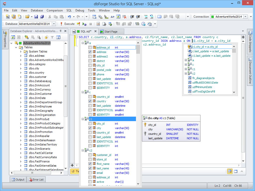 Select SQL query window in dbForge Studio.