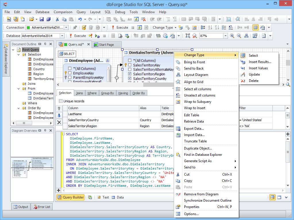 Change Type Dialog for Select.