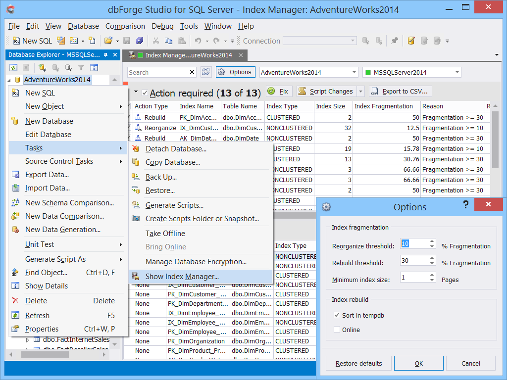 Reorganize threshold tool window.