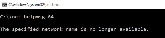 Network name error dialog.