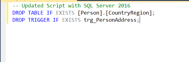 Updated script with sql server 2016.