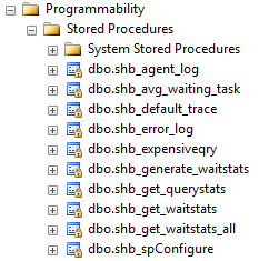 SQL Server Stored Procedures Window.