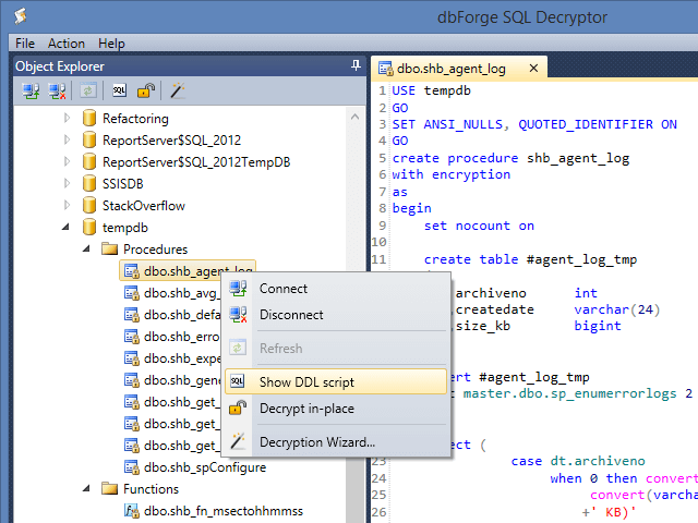 Show DDL script.