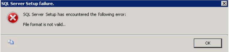 File format not valid error.