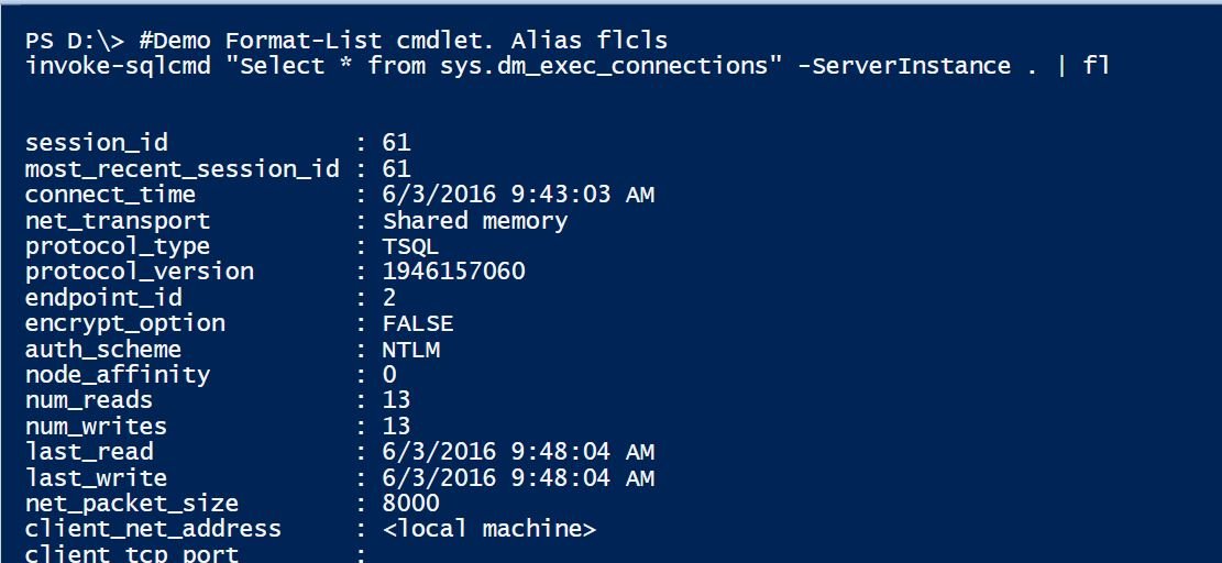 Format command for cmdlet 'List.