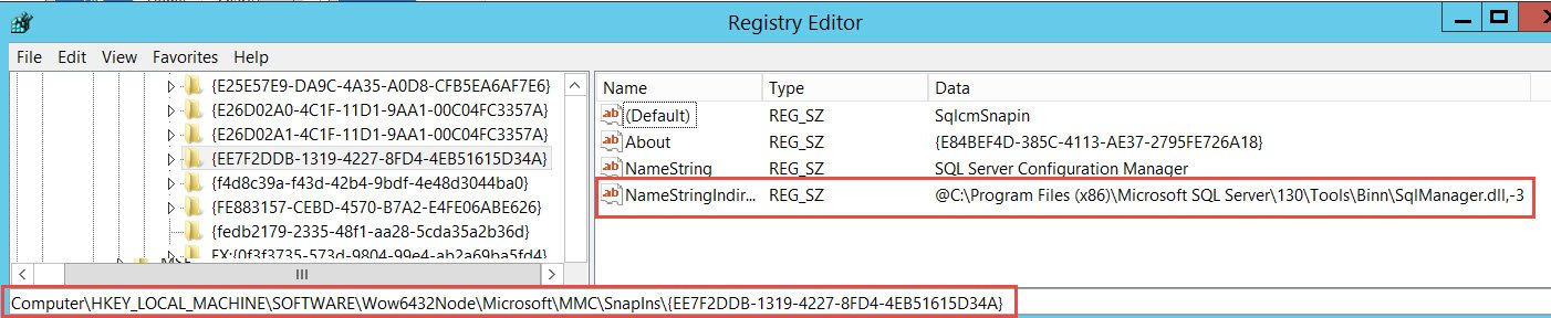 Registry Editor snap-in.