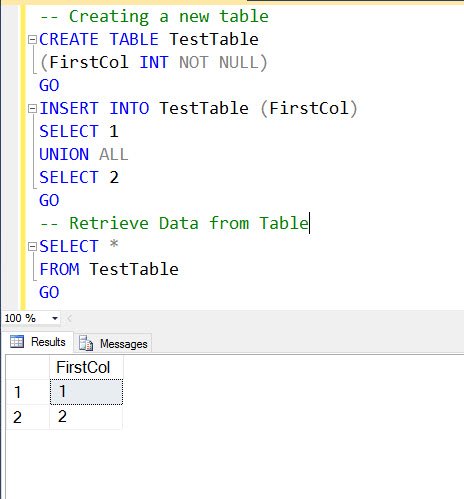 SQL Server query window.