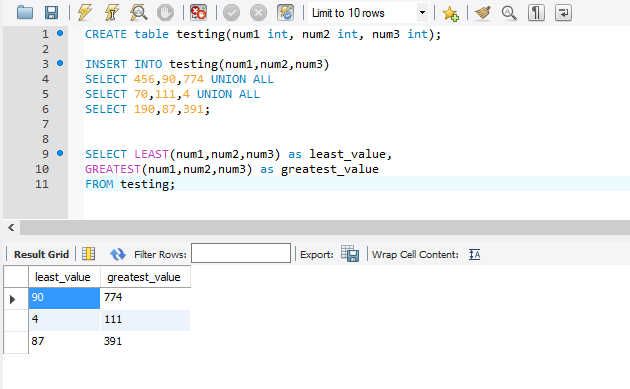 SQL Server test table creation.