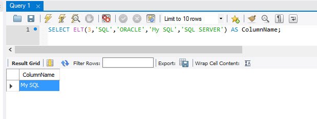 My SQL query window.