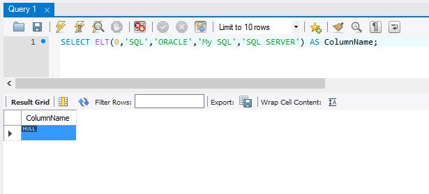 SQL Server ELT Function Query Window.