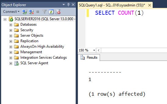 SQL Server management tool window.