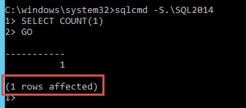 Sqlcmd output window.