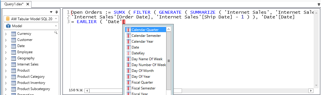 Calendar Quarter tool window.
