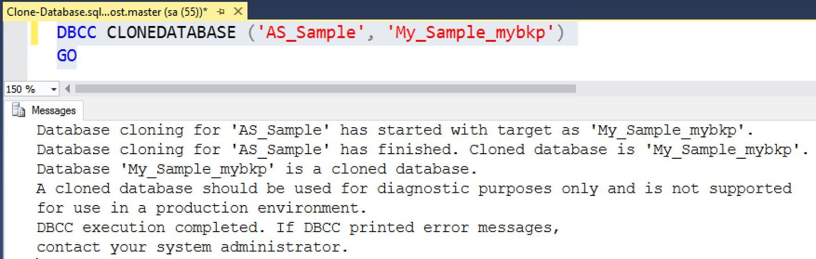 SQL database clone.