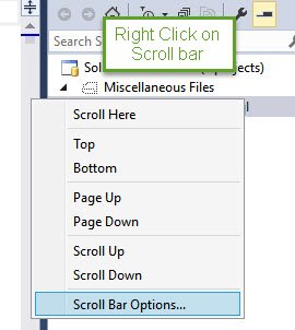 Scroll bar options dialog box.