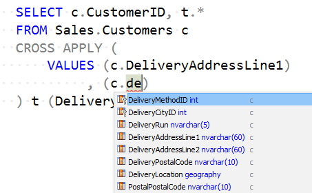 Select with cross apply.