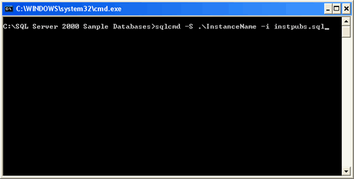 SQL Server Management Studio Command Prompt Window.