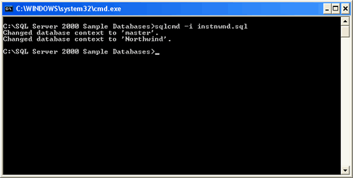 SQL Server Command Prompt Window.