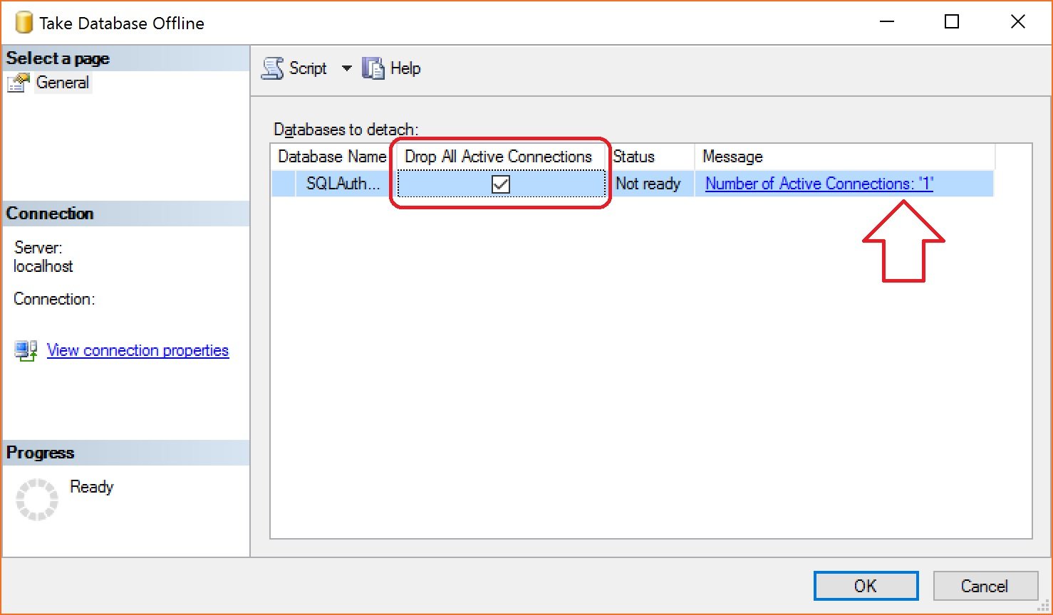 SQL Server database tool window.