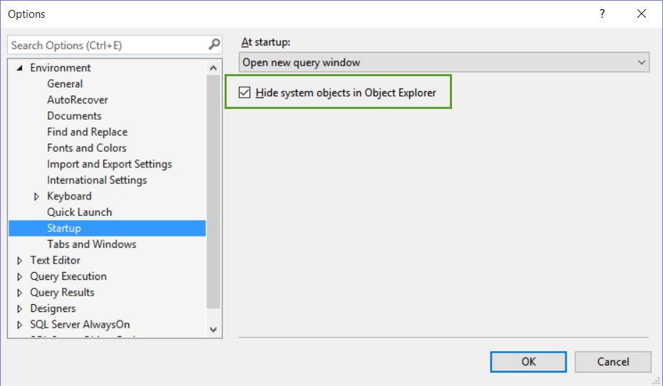 Object explorer.