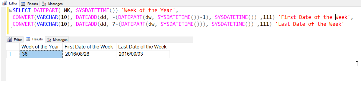 SQL date part function.