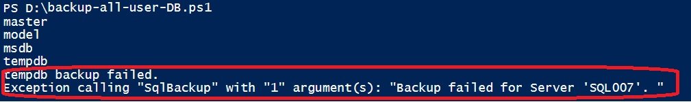 SQL Backup failed.