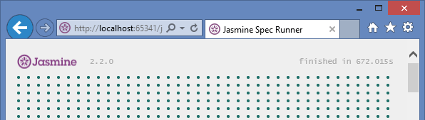Jasmine Spec Runner with finished results displayed.