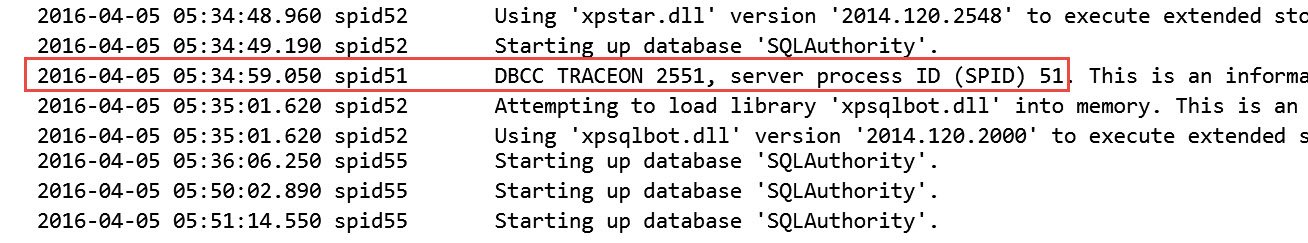 Database Trace On window.