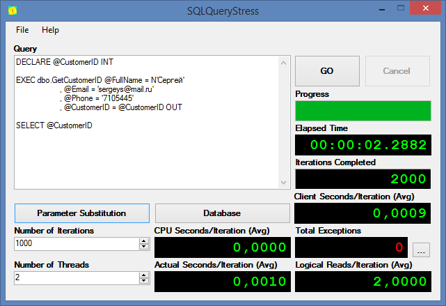 Tool window for monitoring SQL queries.