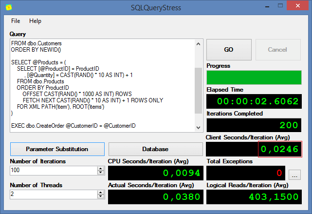 SQLQueryStress Performance Tool.
