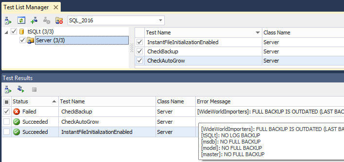 Sql 2016 test list manager.