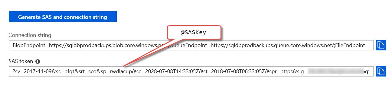 Generate SAS and connection string.
