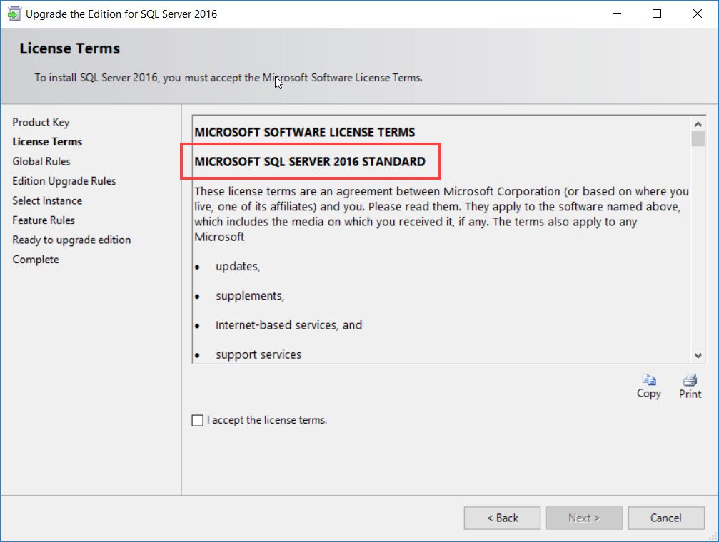 Accept SQL Server License Terms.