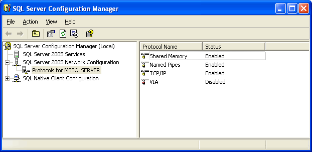 SQL server configuration manager window.
