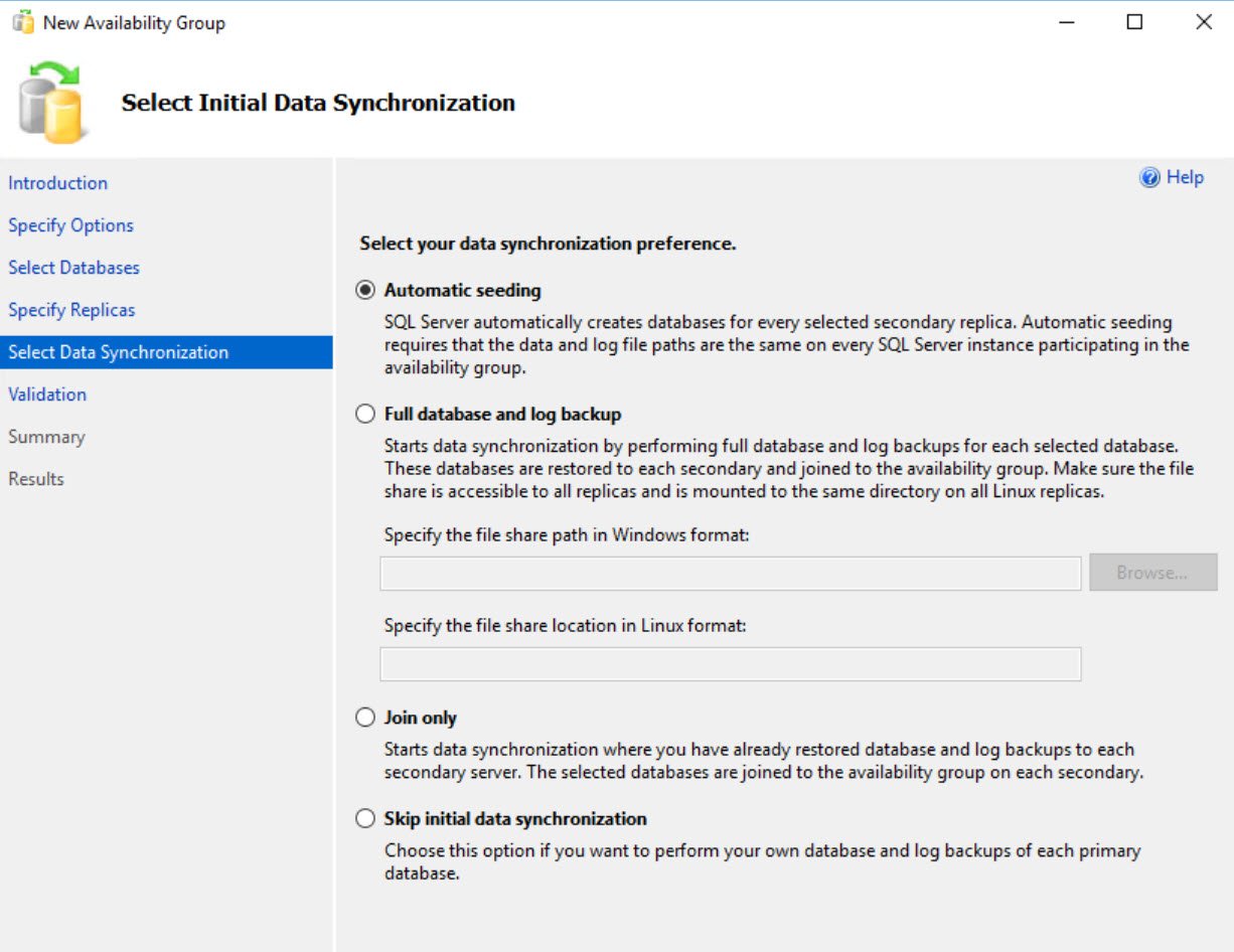 Initial Data Synchronization Tool Window.