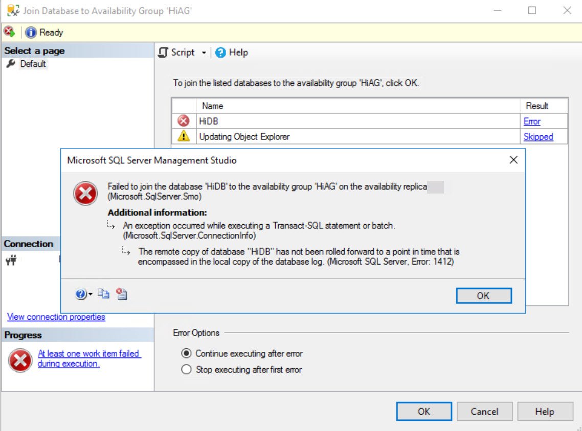 Database Stuck in Restoring State.