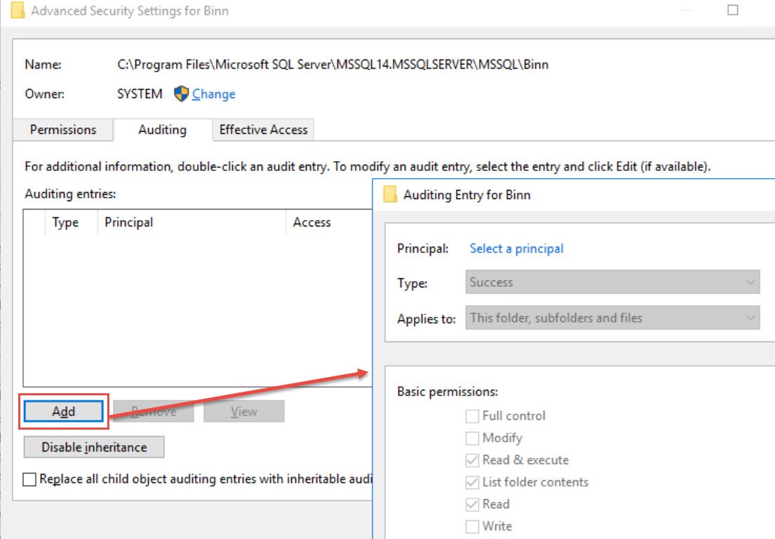 Add a new SQL Server audit entry.