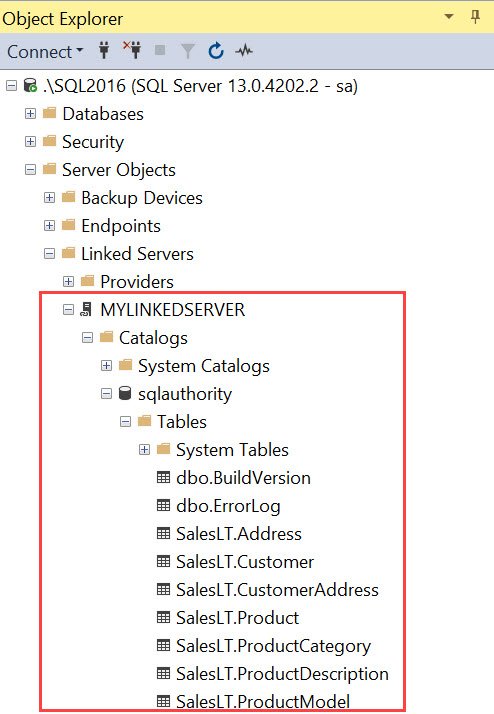 Create linked server to sql azure database.