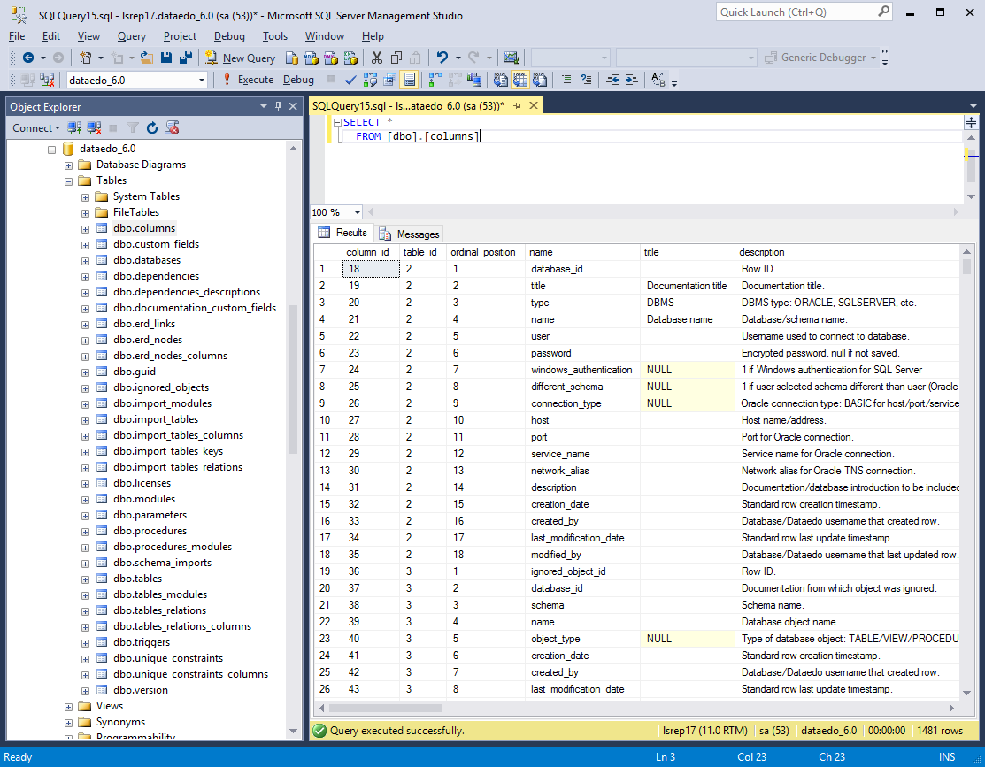 Right-click context menu for database object in SQL Server Management Studio.