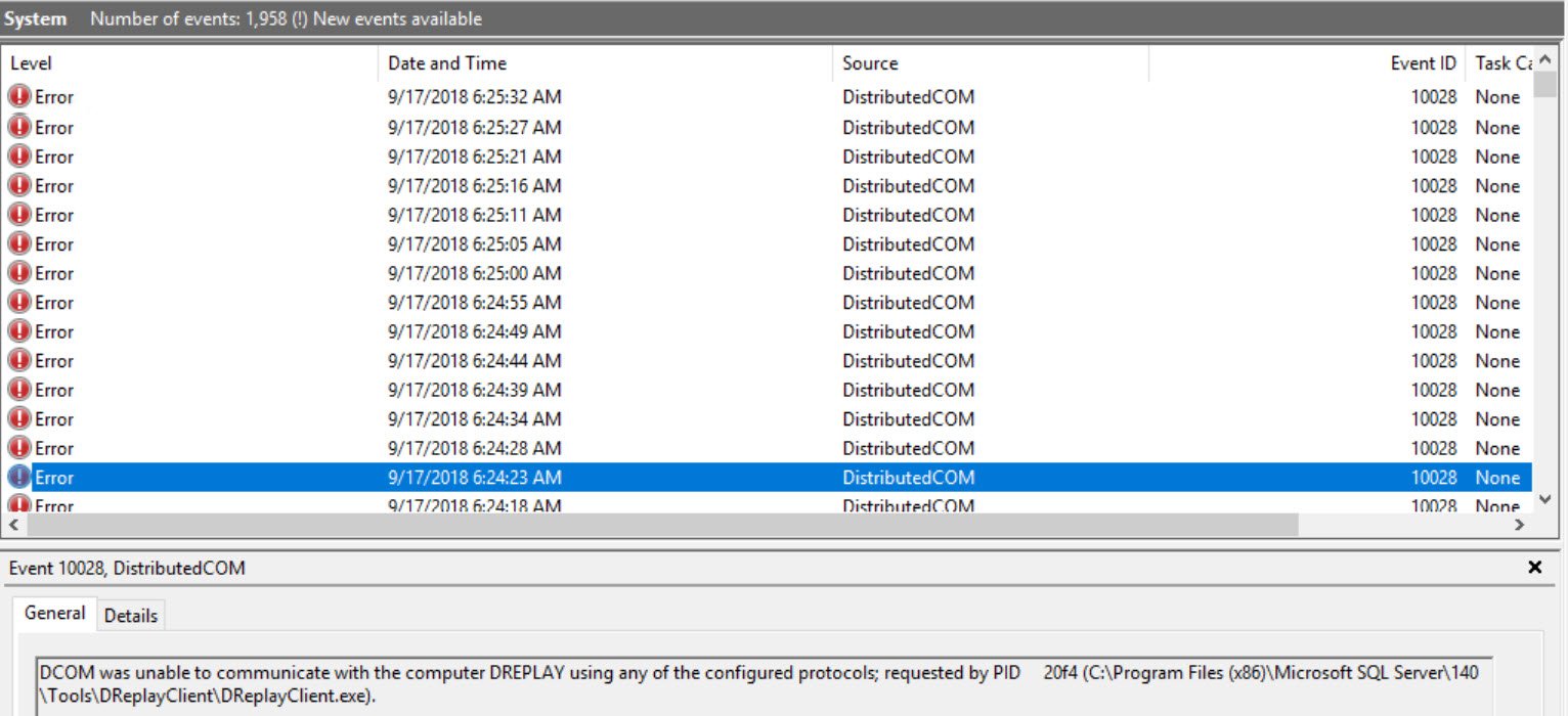 SQL Server Event Viewer.