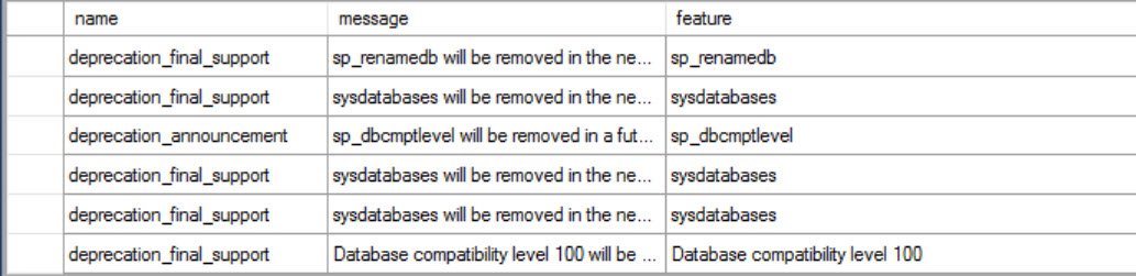 Deprecation final support feature table.