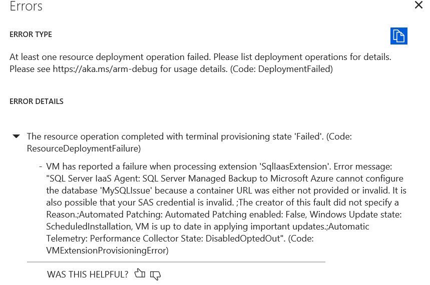 Deployment Failure Dialog.