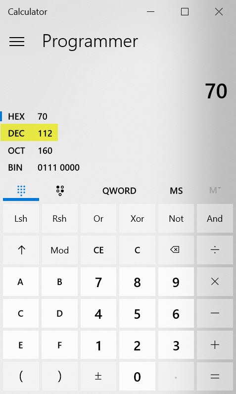 Hex to Decimal Conversion Tool.