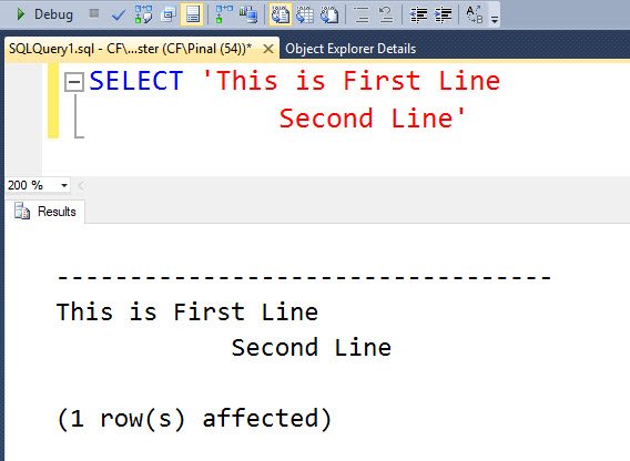 SQL query results.