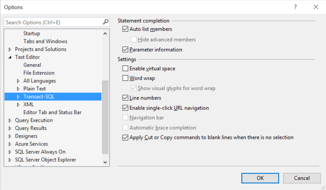 Enable Line Numbers in SQL Server Management Studio.