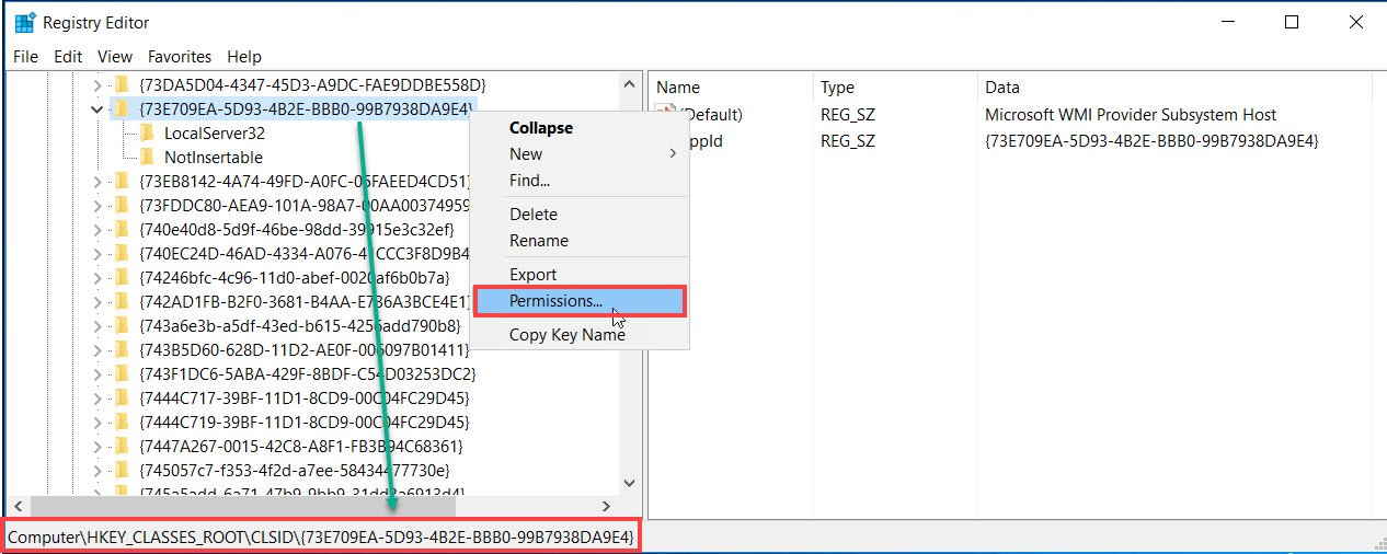 Registry Editor Permissions.