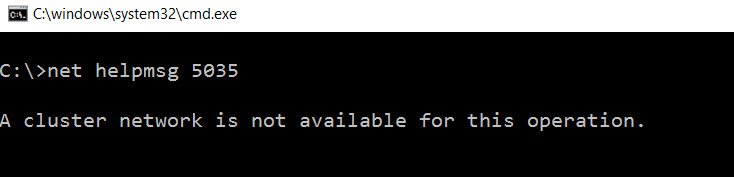Net helpmsg error 5035.
