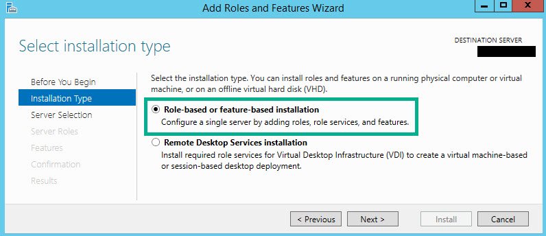 Add Roles and Features Wizard.