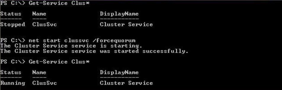 Black screen with PS C:\> Get-Service Clus\*.